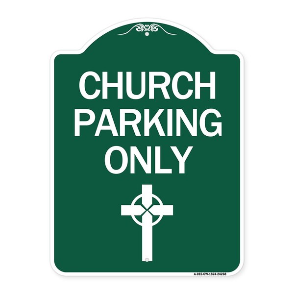 Signmission Church Parking Cross Symbol, Green & White Aluminum Architectural Sign, 18" x 24", GW-1824-24268 A-DES-GW-1824-24268 - main